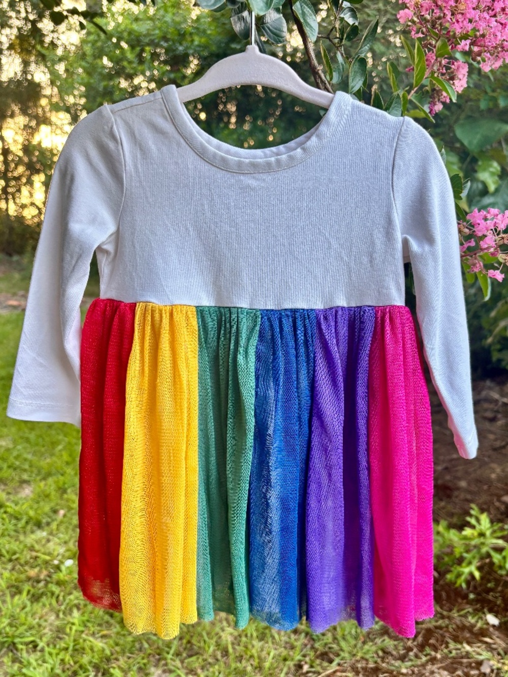 Hanna Andersson Long Sleeve Rainbow Tulle Dress